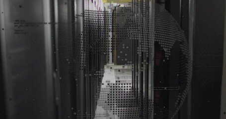 Poster - Animation of globe and digital data processing over computer servers