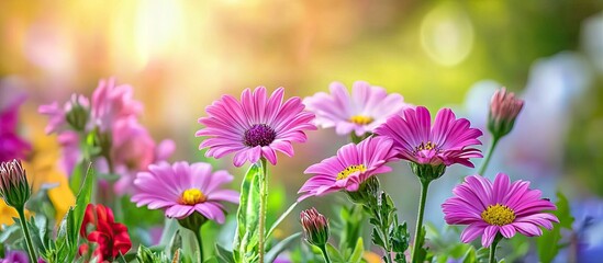 Poster - Copy space with selective focus on home garden flowers blooms and plants