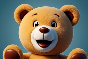 Cheerful Three-Dimensional Teddy Bear Emoticon Displayed with Joyful Expression