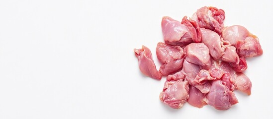 Poster - Raw chicken gizzards against a white background. with copy space image. Place for adding text or design