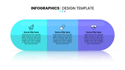 Infographic template. Pill with 3 steps and icons