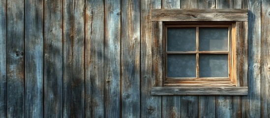 Aufkleber - Old window on a wooden wall. with copy space image. Place for adding text or design