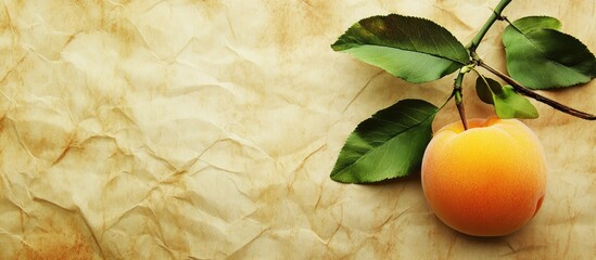 Aufkleber - textured vintage paper backdrop featuring a small apricot. with copy space image. Place for adding text or design