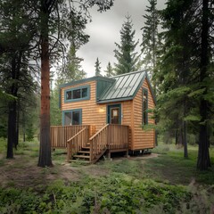 Canvas Print - Modern cabin in the woods