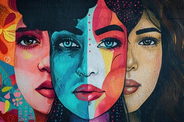 Wall Mural - Women empowerment painting portrait adult.