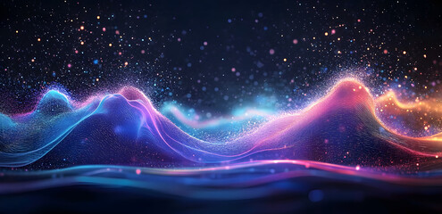 Abstract background with dynamic particles. Futuristic wave. illustration