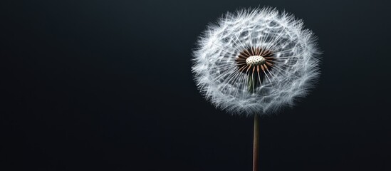 Leinwandbilder - Close up of a dandelion isolated on a black background with copyspace