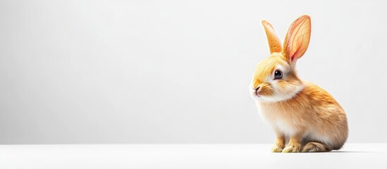 Aufkleber - Dwarf rabbit set against a white background. with copy space image. Place for adding text or design