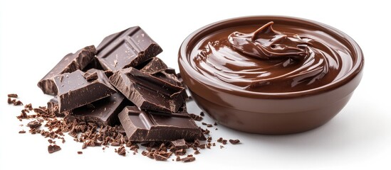 Leinwandbilder - Cream pile with chocolate isolated on a white background. with copy space image. Place for adding text or design