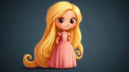 Wall Mural - Adorable cartoon character of a blonde princess