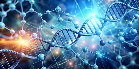 Molecular DNA structure abstract background.