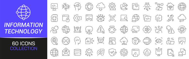 Aufkleber - Information technology line icons collection. Thin outline icons pack. UI icon collection. Set of line web pictogram