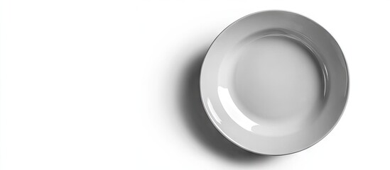 Fototapete - Isolated empty grey circle ceramic plate on a white background with a clipping path. with copy space image. Place for adding text or design