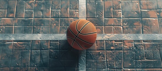 Wall Mural - Basketball sitting on a white background top view with copy space