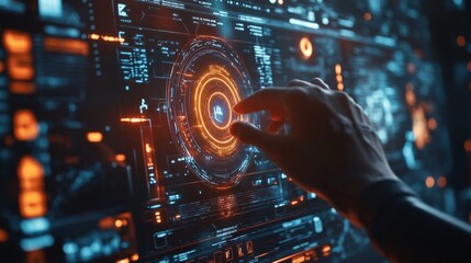 Futuristic Cybersecurity Threat Response System: An AI-driven response to a cyber attack, with holographic interfaces showing countermeasures.