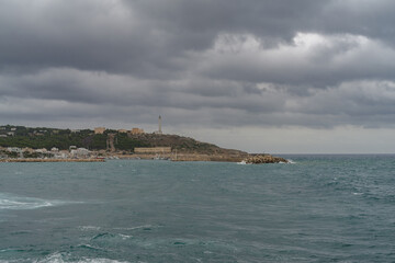 View of the Ionian coast west of Punta Ristola, near Santa Maria di Leuca, Apulia, Italy