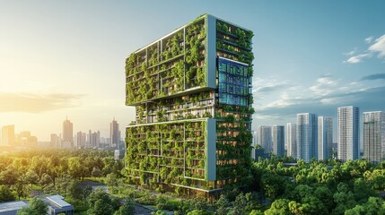 Wall Mural - Green Cityscape.