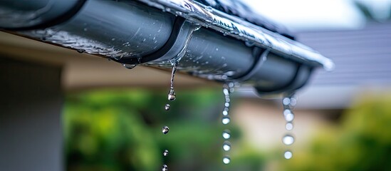 Aufkleber - A rainwater pipe line is located at the corner of the terrace roof. with copy space image. Place for adding text or design