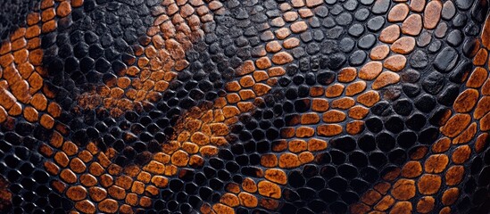 Poster - Brown snake skin animal print fabric texture backdrop Close up of Python Ball s body showcasing the snake skin texture pattern for a background Selective focus Abstract background featuring a Python