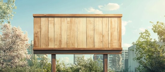 Aufkleber - Empty wooden Billboard. with copy space image. Place for adding text or design