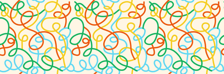 Canvas Print - colorful seamless pattern of hand drawn, simple and playful line doodle, vector background wallpaper