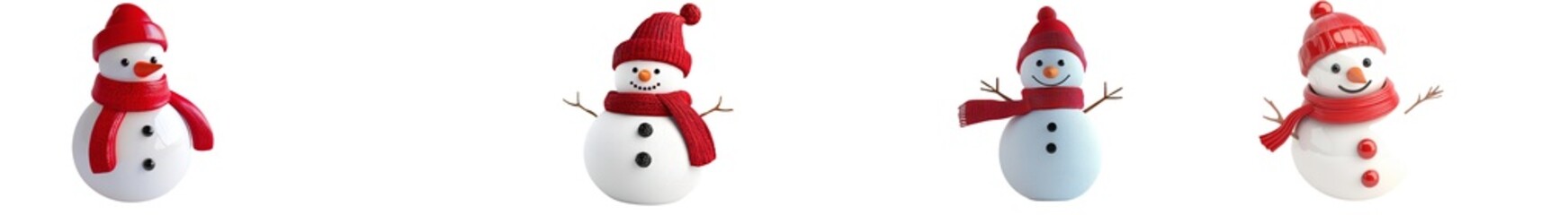 Aufkleber - A cartoon Christmas snowman is shown on a transparent background