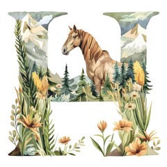 Wall Mural - The letter H horse art animal.