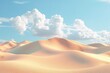 © Shweta - abstract simple panoramic background. Desert landscape with sand dunes under the blue sky with white clouds. Modern minimal aesthetic wallpaper