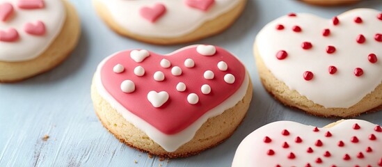 Aufkleber - cookie with heart shaped icing. with copy space image. Place for adding text or design
