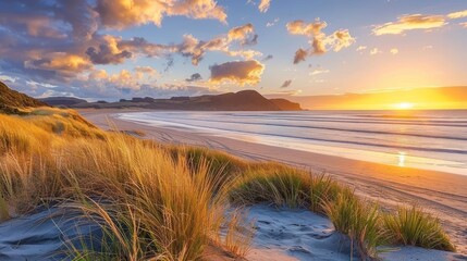 Beautiful Sunset at the Ocean Beach. Inspiring natural and travel background