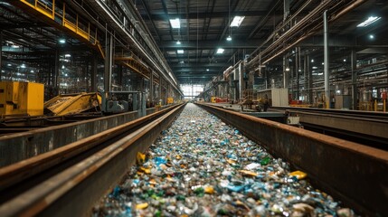 Canvas Print - Glass Recycling Factory.