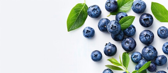 Wall Mural - Creative arrangement featuring fresh ripe berries Blueberry isolated on a white background with copyspace Suitable for your design promotion or social media Top view Banner