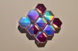 © Michael - Stunning 3D Holographic Hexagon Prisms with Shimmering Gradient Patterns on Neutral Background