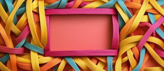 Aufkleber - Square shaped frame and copy space created from rubber bands for weaving accessories