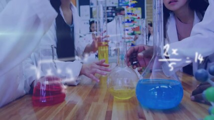Poster - Animation of mathematical equations over diverse schoolchildren during chemistry lesson