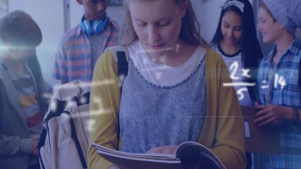 Poster - Animation of mathematical equations over diverse schoolchildren at school