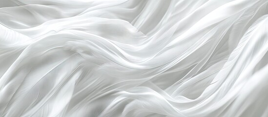 Leinwandbilder - Background of white silk feathers with soft chiffon curves and waves. with copy space image. Place for adding text or design
