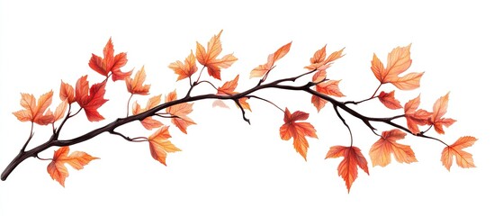 Poster - Autumn maple branch featuring leaves isolated on a white background. with copy space image. Place for adding text or design