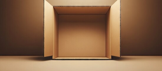 Poster - Open Empty Cardboard Container packaging. with copy space image. Place for adding text or design