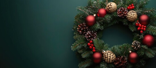 Aufkleber - Wreath with a Christmas theme. with copy space image. Place for adding text or design