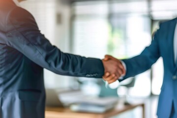 Wall Mural - Successful partnership Defocused shot of a two business persons handshaking