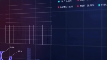 Poster - Animation of financial data processing on black background