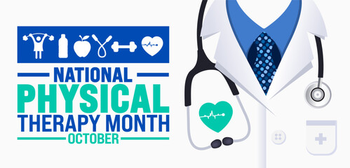 Wall Mural - National Physical Therapy Month background or banner design template is observed every year in October. Holiday concept. Template for card, poster, placard, template. eps 10