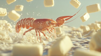 Wall Mural - Lobster Crawling Through a Sea of Butter