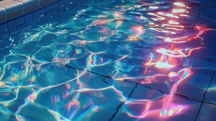 Canvas Print - Shimmering light caustics on swimming pool floor