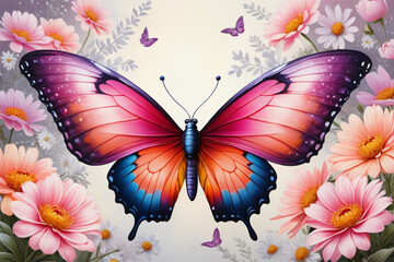 Wall Mural - butterfly on flower