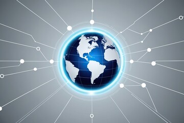 Poster - Digital Globe Design with Network Lines on White Background Symbolizing Global Connectivity and Technology