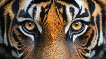 Canvas Print - Close-up of a tiger's face, showcasing its striking eyes and detailed fur patterns.