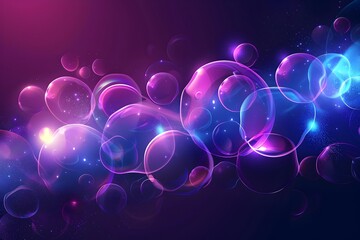Poster - Abstract purple and blue glowing bubble background vector presentation design PowerPoint theme