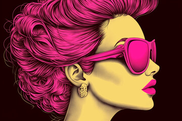 Sticker - A woman with pink hair and sunglasses